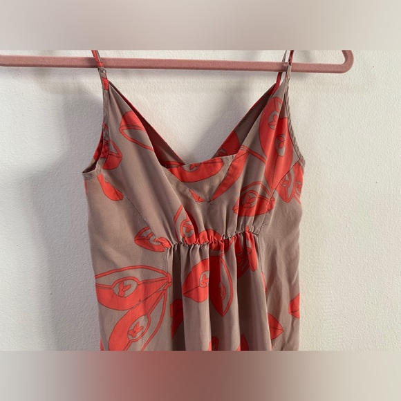 CYNTHIA VINCENT Floral Maxi Dress SIZE 2 SMALL Red Brown Tan Casual Flowy Breezy - Picture 6 of 8